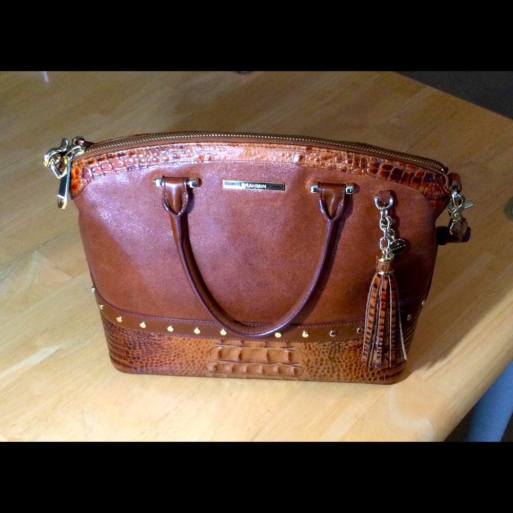 Brahmin Duxbury Dark Rum multi-texture bag